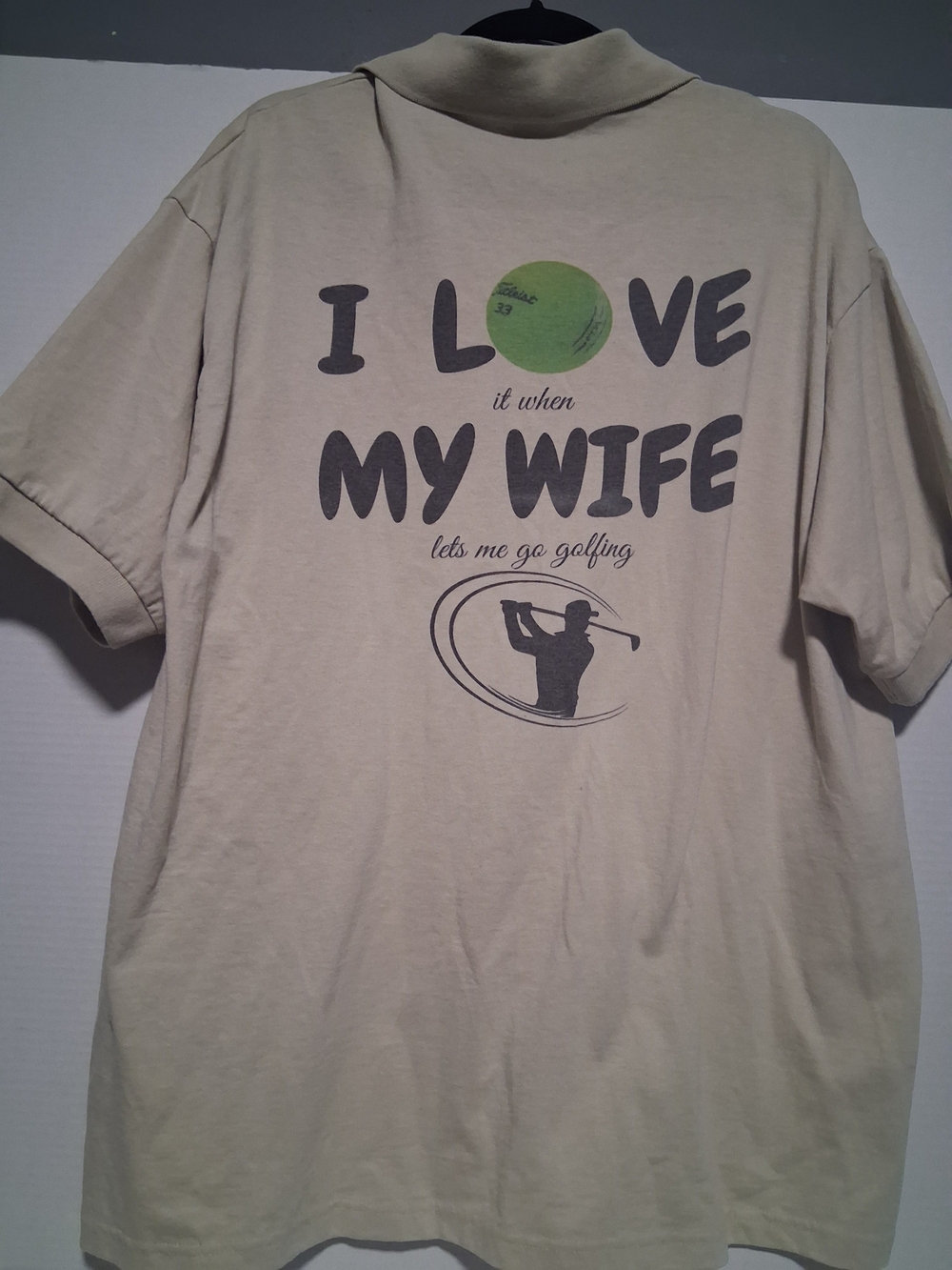 Golf Graphic Gildan Men's Polo Shirt in Beige XL